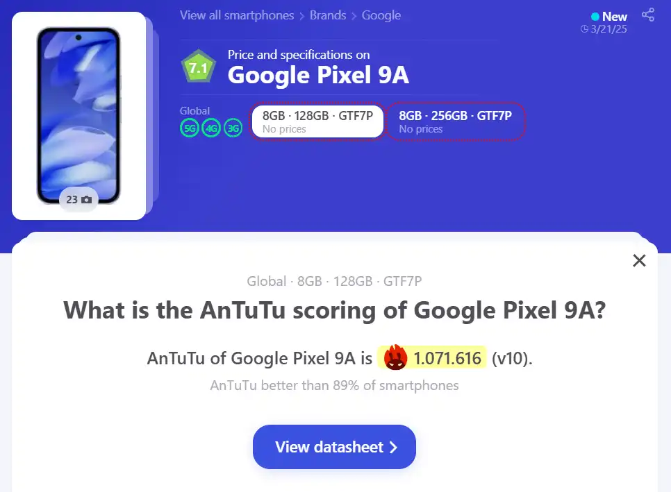 benchmarks Pixel 9A